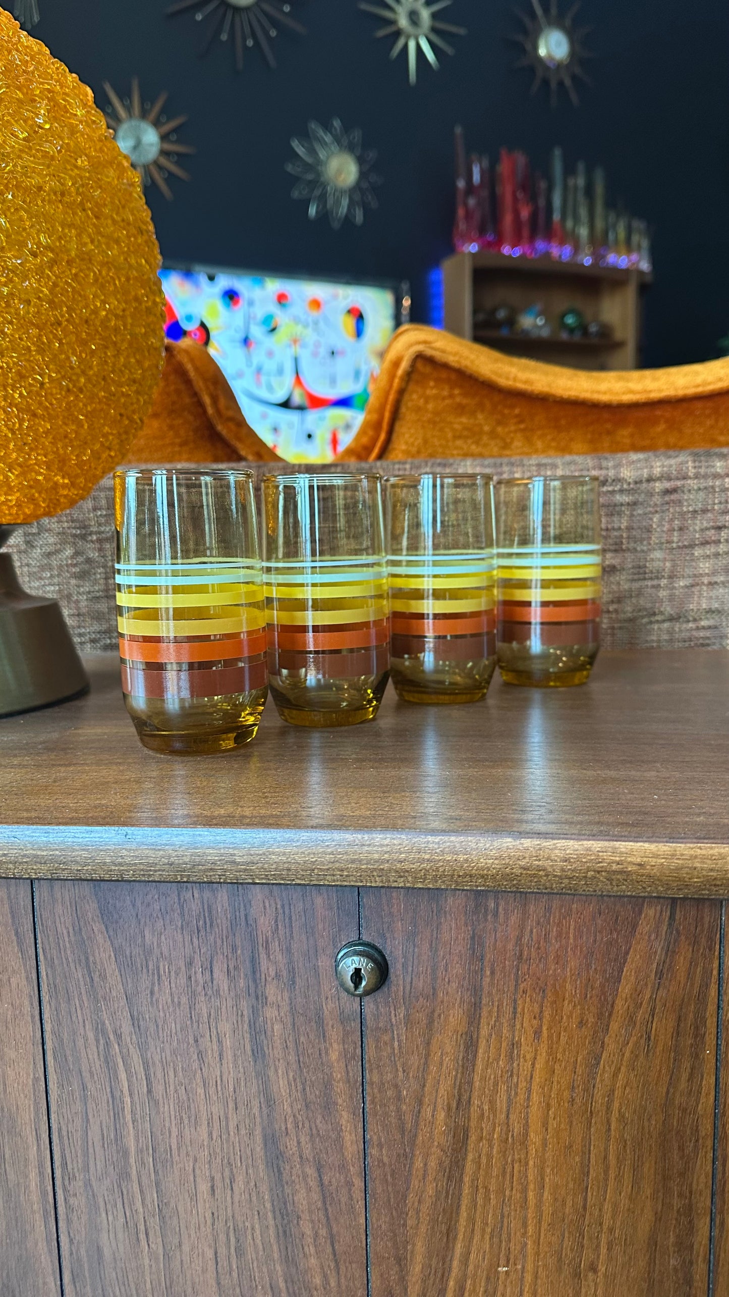 Four Anchor Hocking Striped Glasses