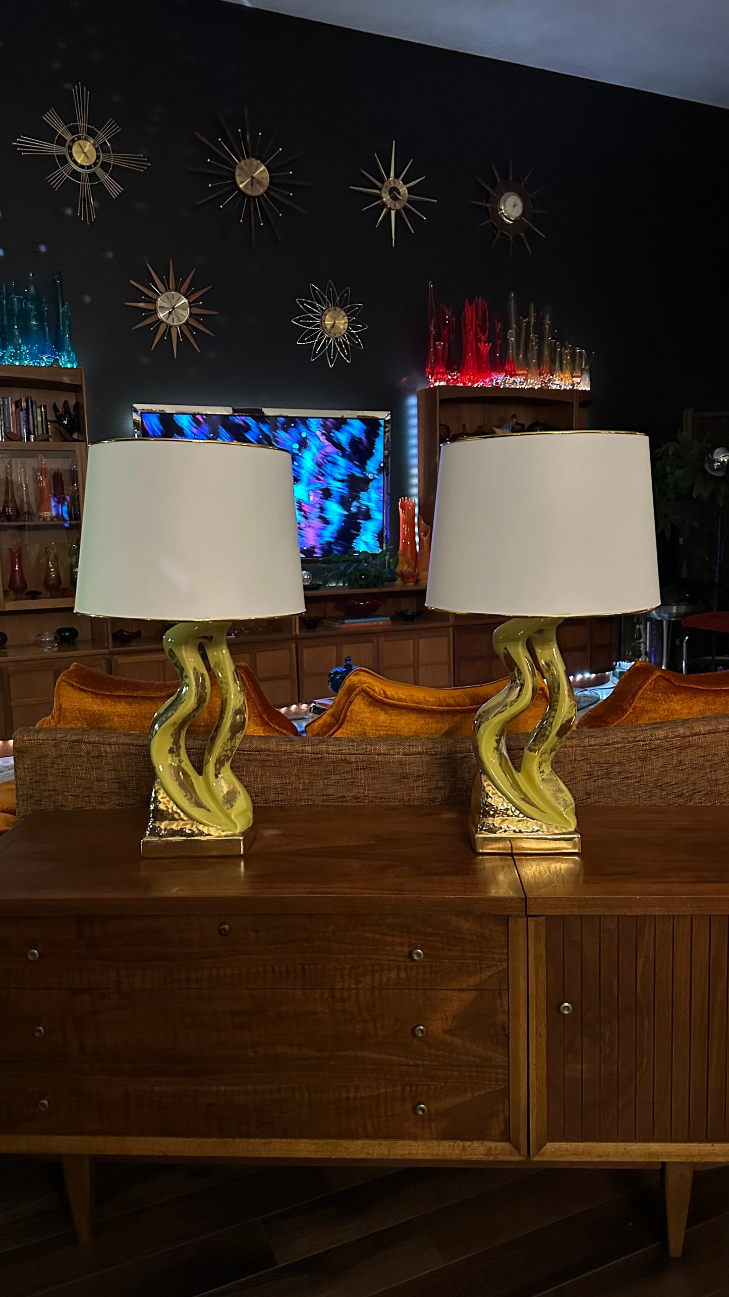 Pair of Funky Mid-Century Ceramic Lamps