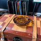 L.E. Smith Sand Scroll Amber Glass Ashtray