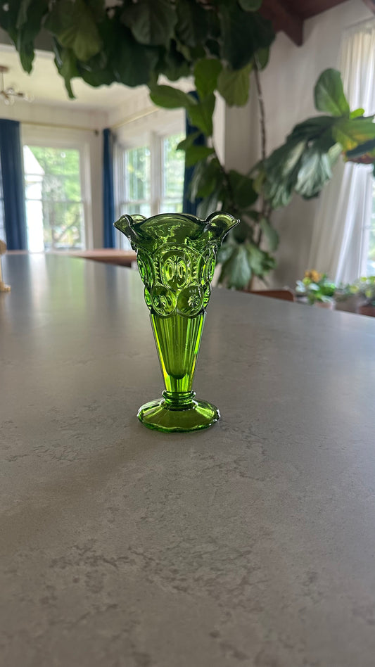 Moon & Stars Green Trumpet Vase