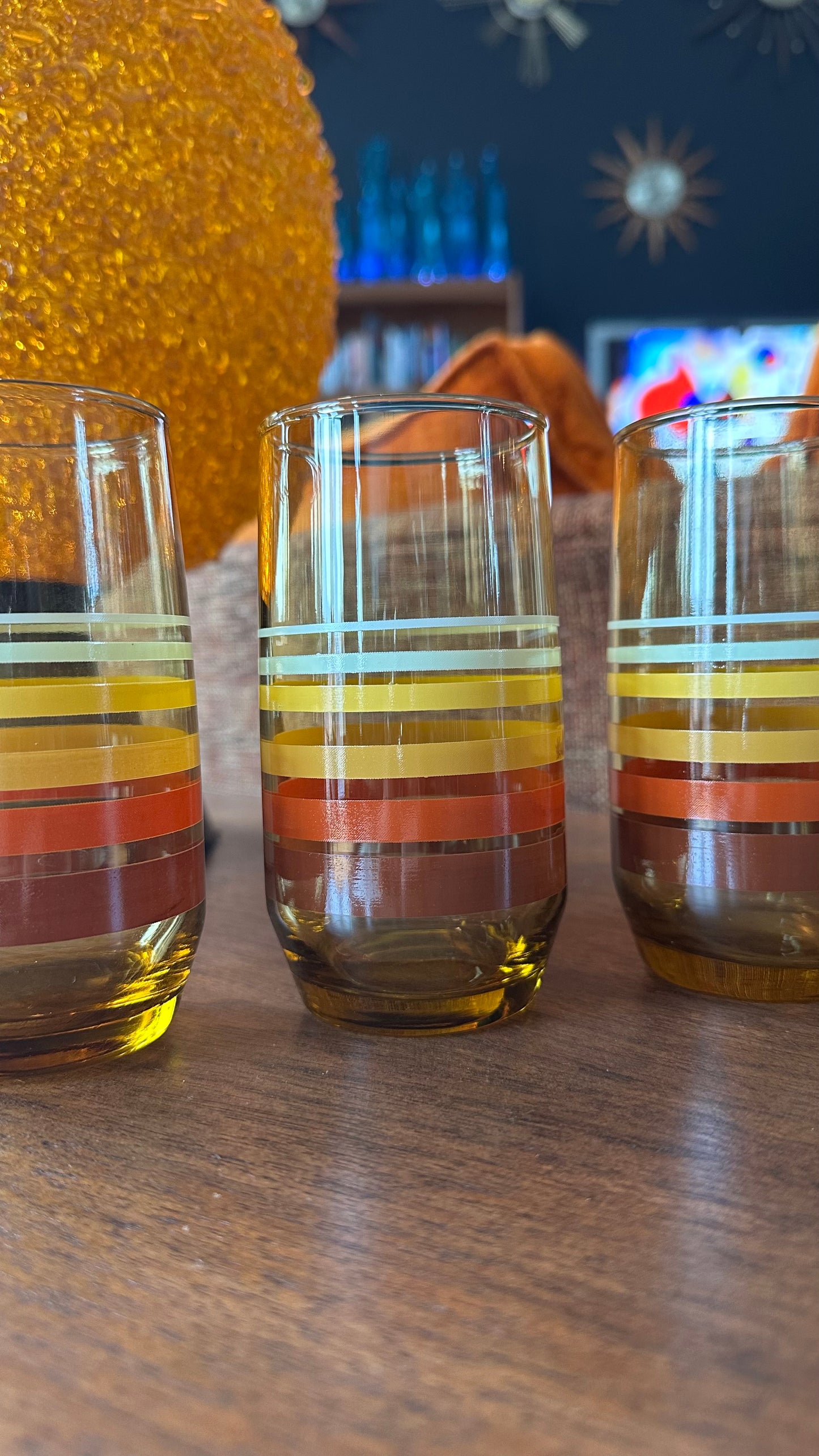 Four Anchor Hocking Striped Glasses