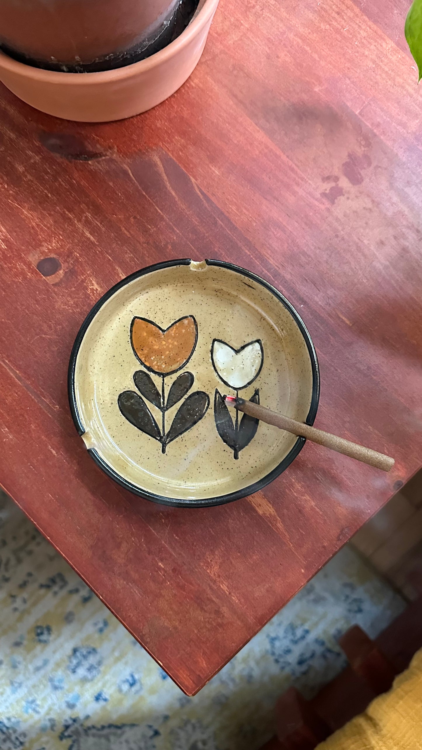 70s Stoneware Tulip Ashtray