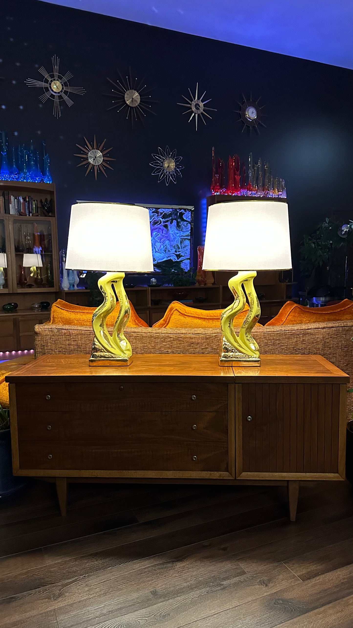 Pair of Funky Mid-Century Ceramic Lamps