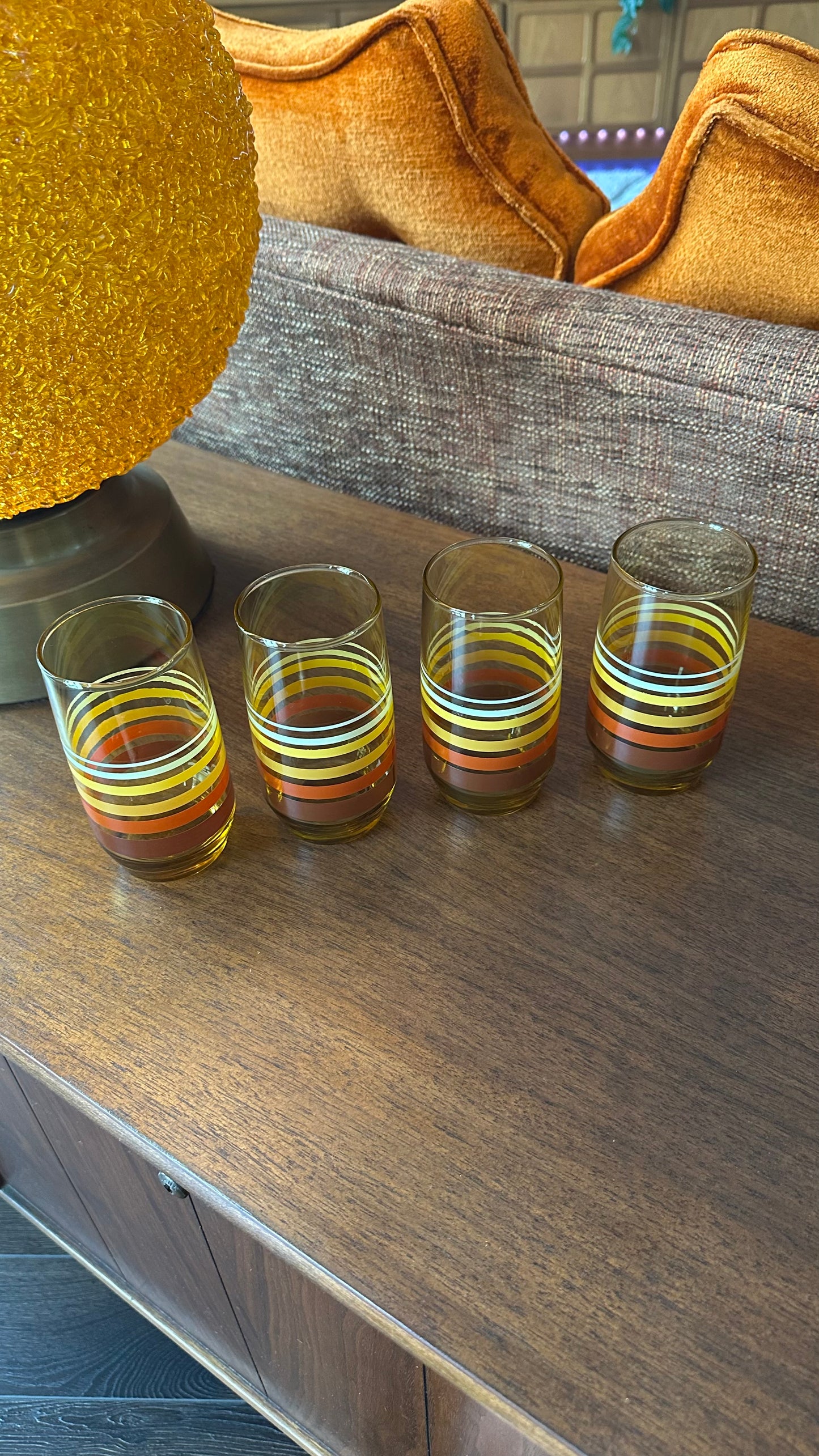 Four Anchor Hocking Striped Glasses