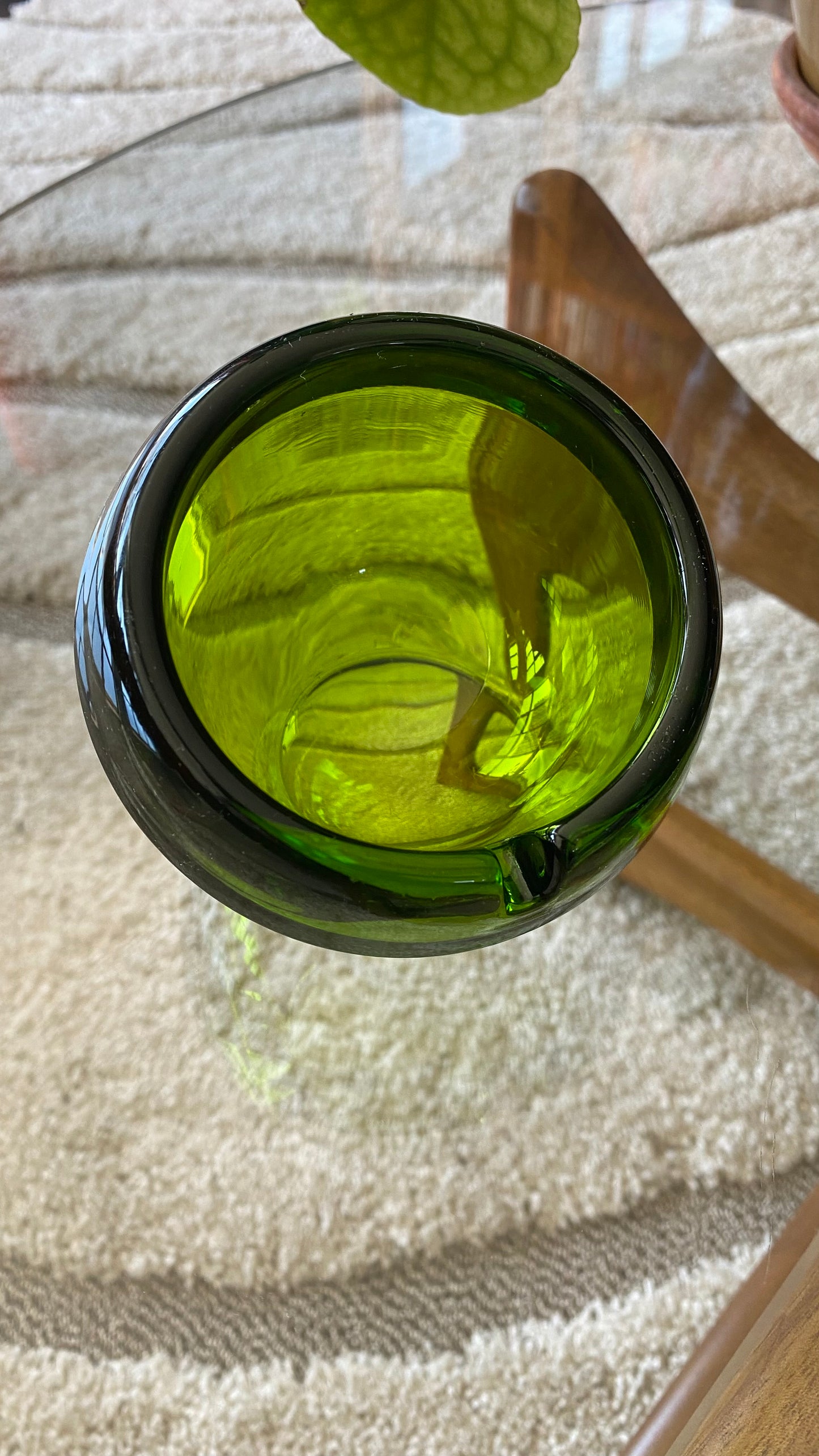 1960s Green Viking Glass Orb Ashtray