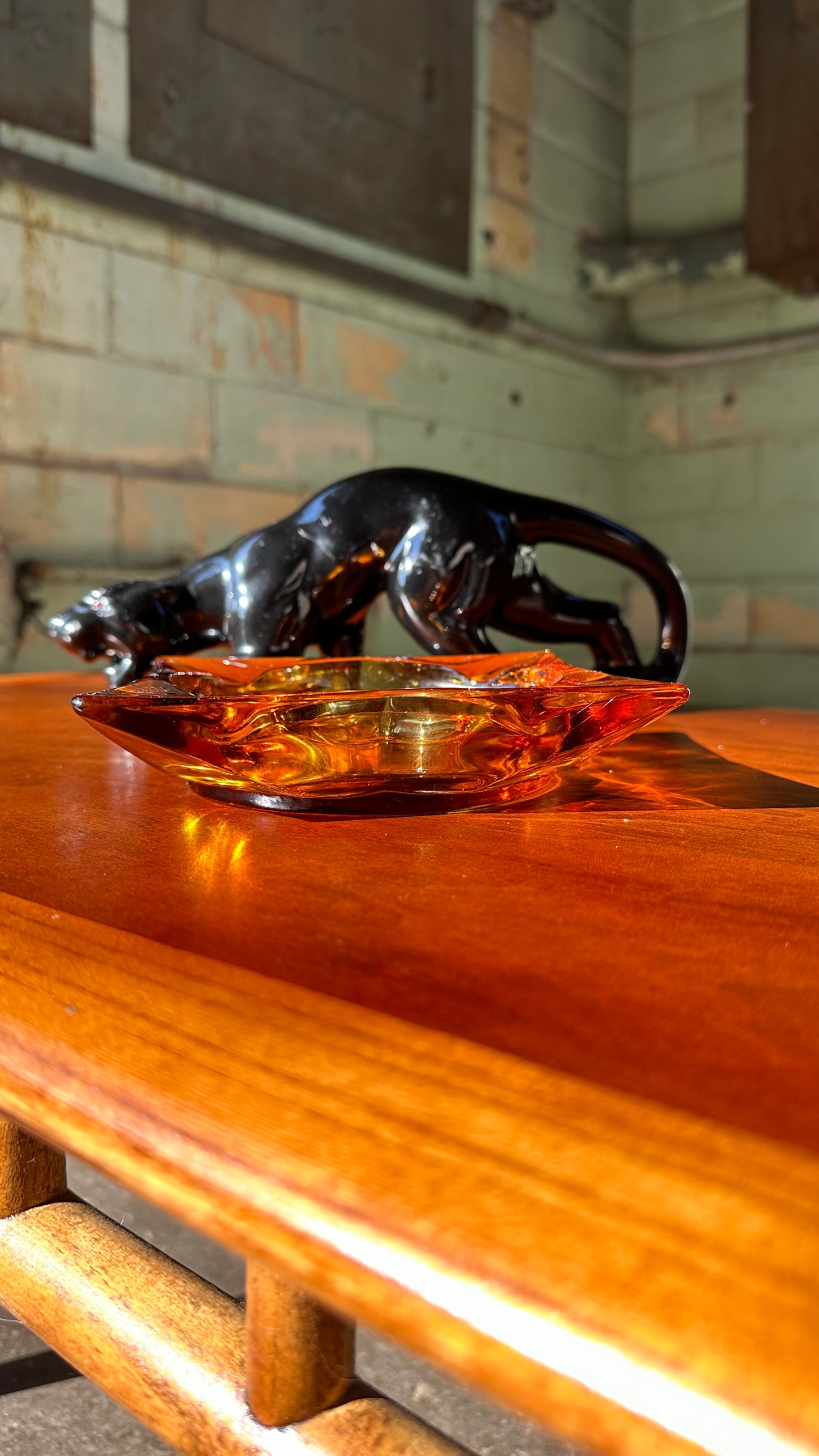 Amber Glass Ashtray