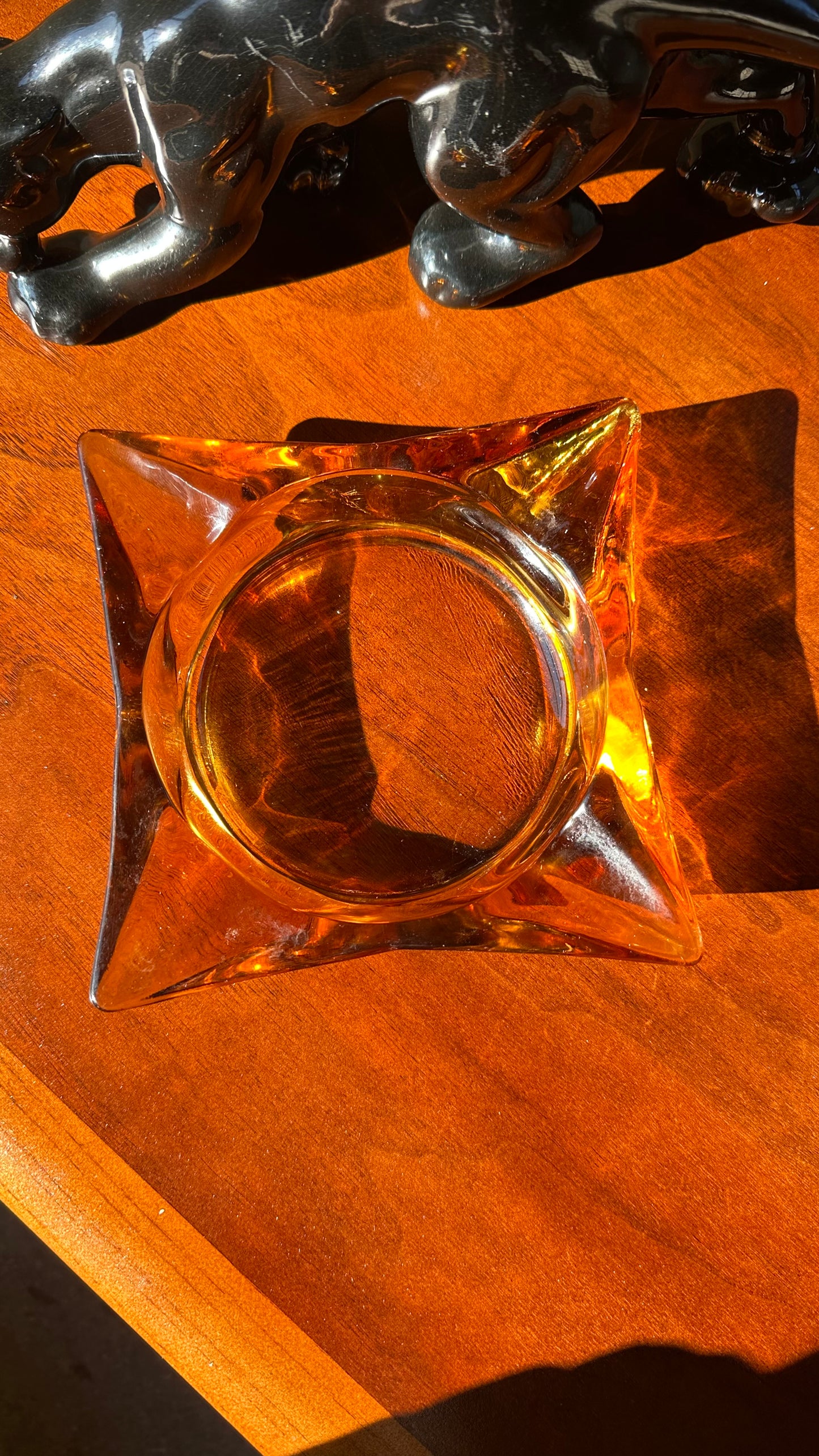 Amber Glass Ashtray
