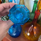 Vintage Blue Hobnail Glass Whiskey Decanter