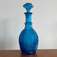 Vintage Blue Hobnail Glass Whiskey Decanter
