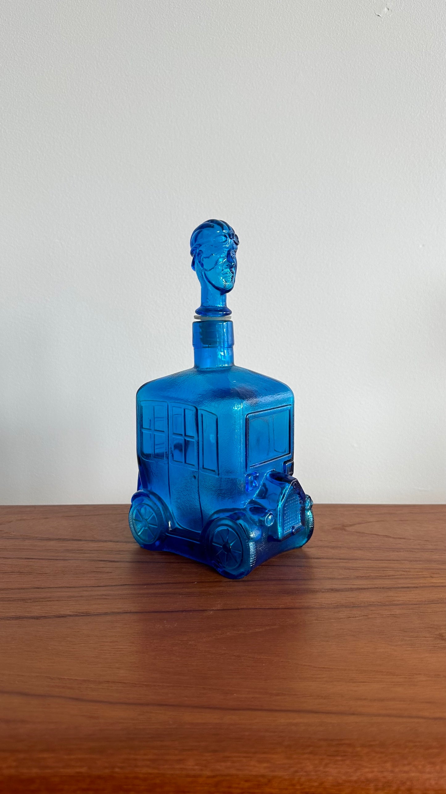 Race Car & Driver Blue Glass Decanter